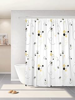 Adorable Honey Bee Kid Cute Graphic Baby Beehive Child Shower Curtain Bathroom Curtain with 12 Hooks,Waterproof Polyester Curtain