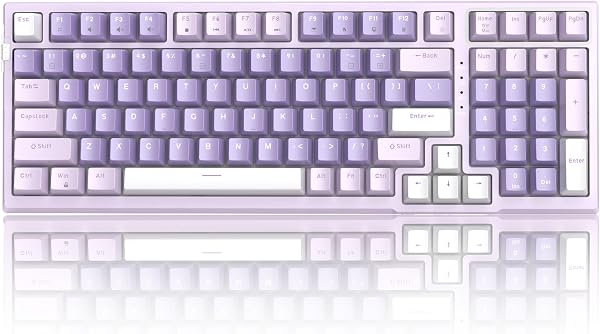 MageGee SKY98 Mechanical Gaming Keyboard, 96% Gasket Hot Swappable Wired Custom Creamy Keyboard with 5-Layer Sound Dampening, RGB Backlit, NKRO for Win/Mac (Violet, Violet Switch) - 1