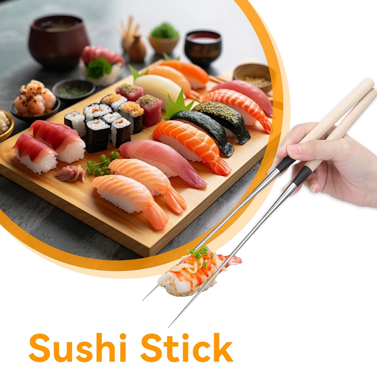 Extra Long Stainless Steel Chopsticks 12.4 Inch, Precision Kitchen Chopsticks Reusable Sushi Tweezers with Non Slip Wooden Handle for Hot Pot Cooking Frying Noodles(L) — Amazon image 4