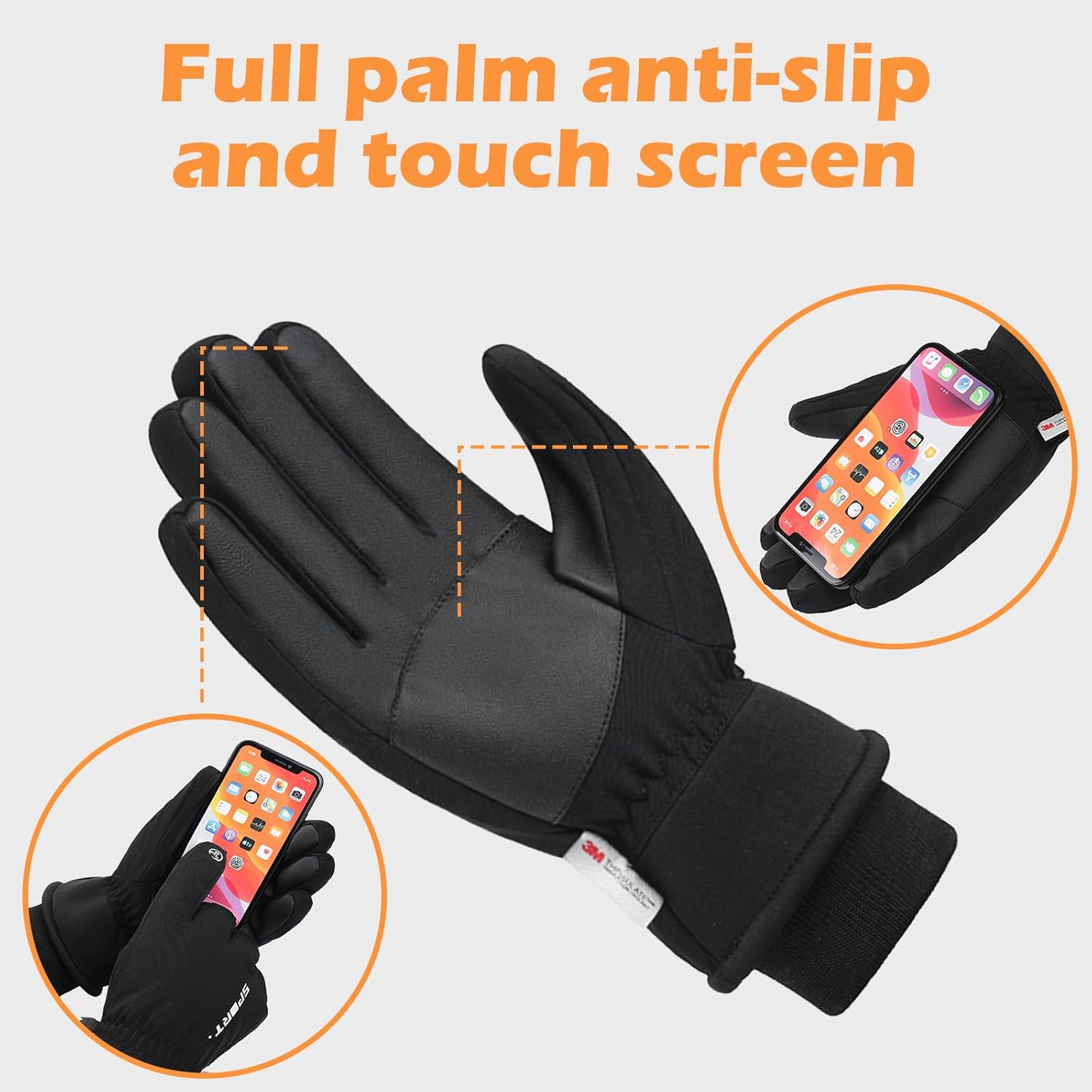 Ski Gloves, Snow Gloves for Cold Weather 3M Thinsulate Winter Gloves for Men Women, Warm Waterproof Anti-Slip Touchscreen for Skiing Snowboarding Outdoor Activities - Image 5