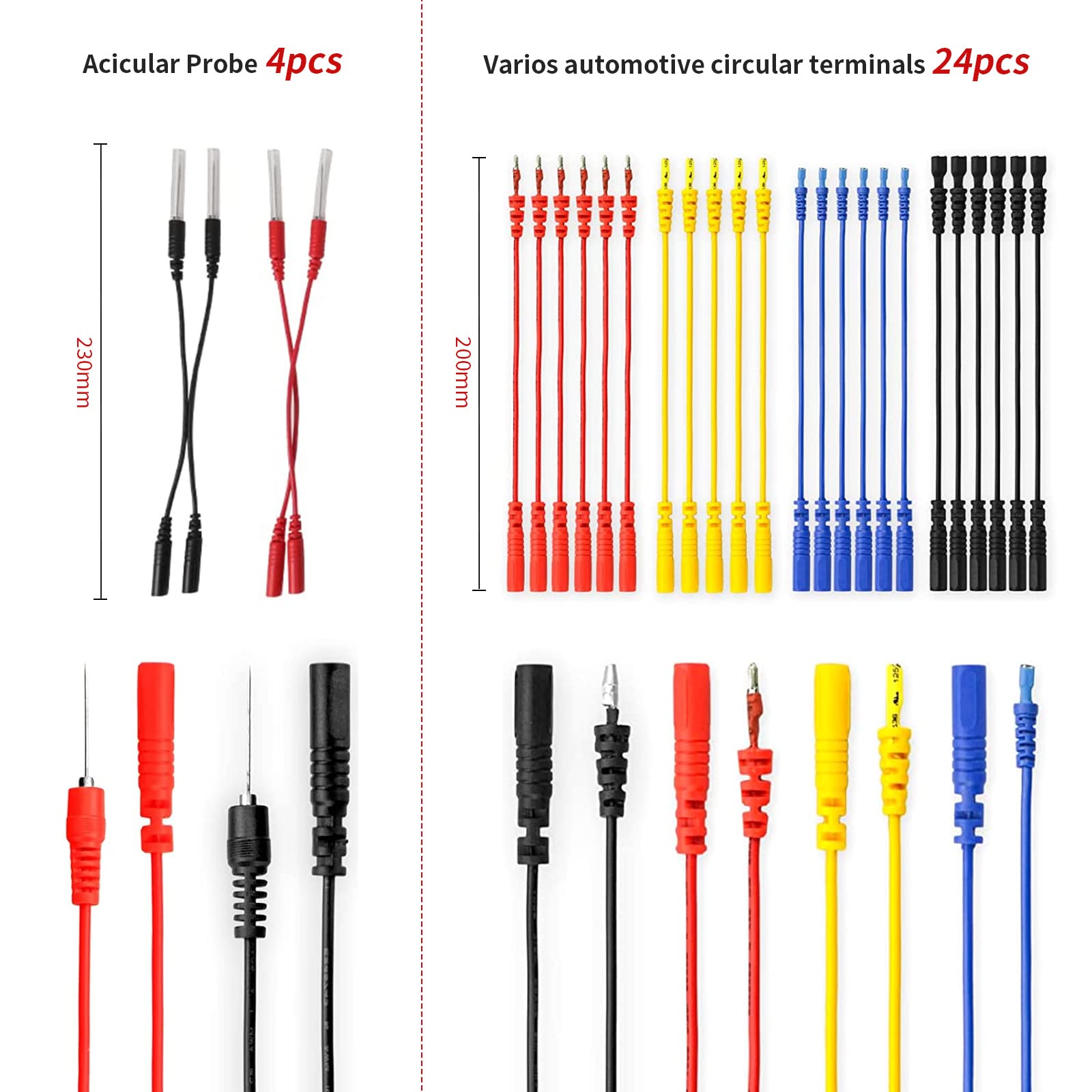 92 Teilig Kabelkoffer Prüfkabel für KFZ Fehlerdiagnose, Test Lead Kit mit Multimeter Sonden, Testkabel Werkzeugkoffer Kabelsatz