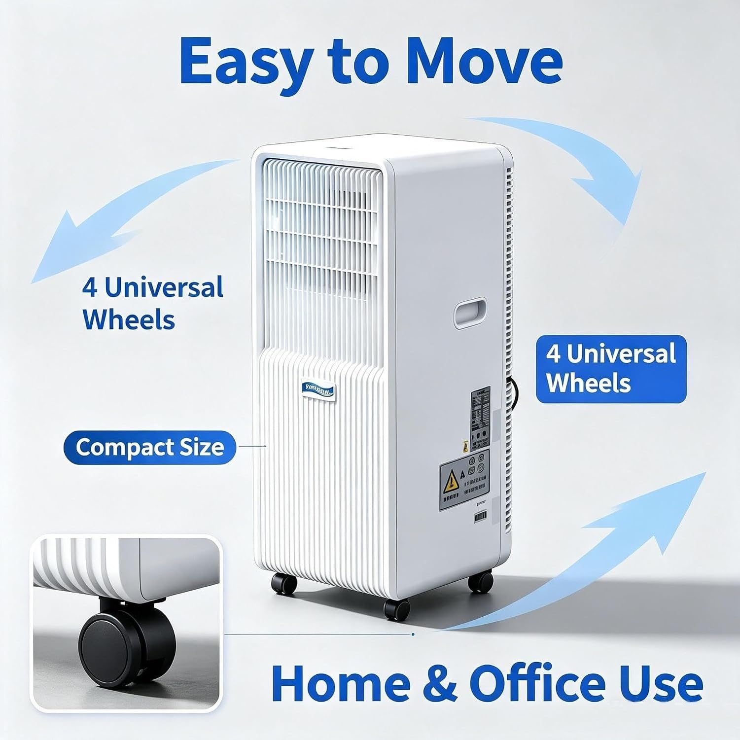 Aire Acondicionado Portátil 14000 BTU, 2 en 1 Frío y Calor, Enfriador de Aire con Ruedas, Climatizador Móvil Autónomo, Uso Hogar y Oficina, Blanco, A+Hot & Cold 14000 BTU, A+Hot & Cold 14000 BTU