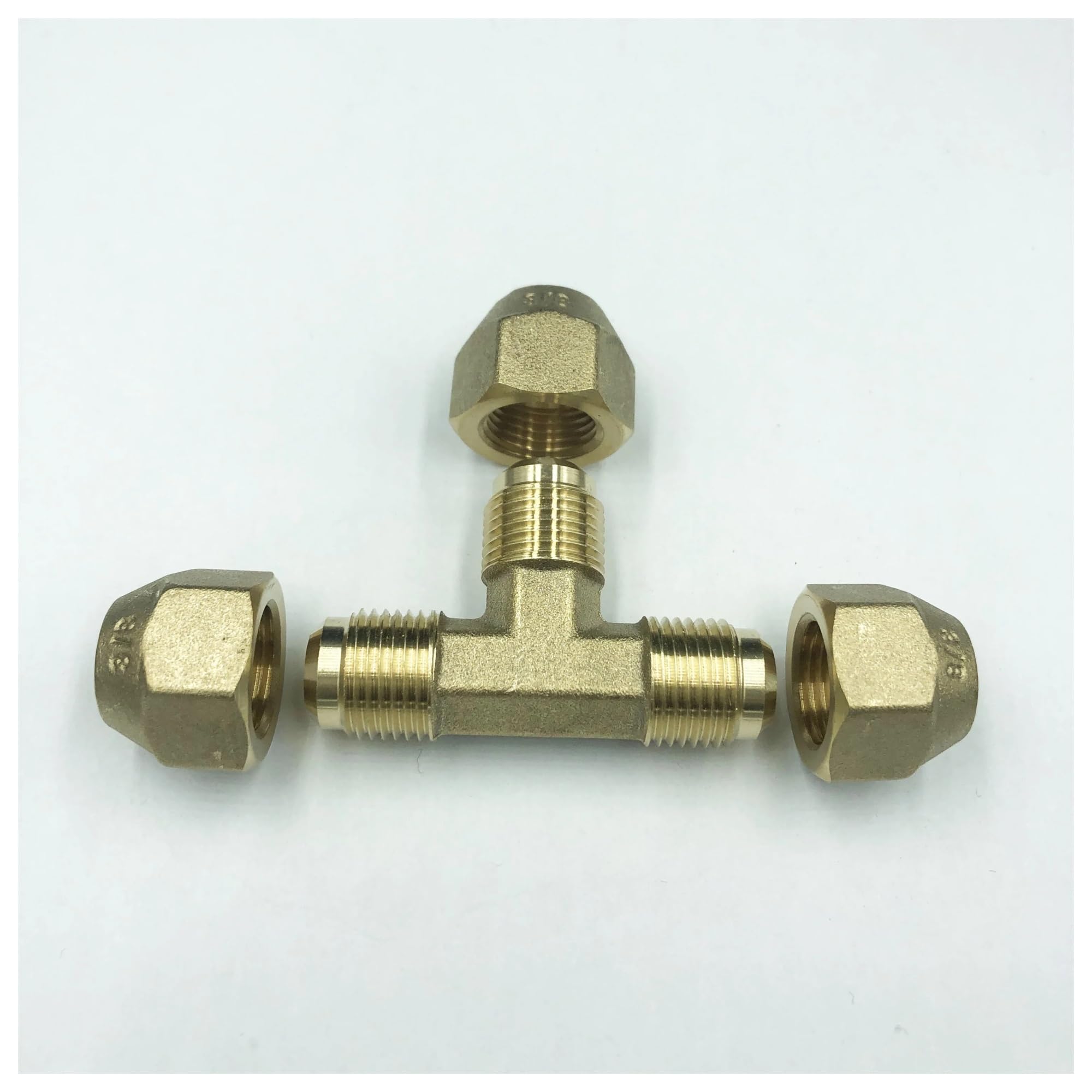 ICXLPMC Tee 3 Ways with Nut 45 Degree SAE 1/4" 3/8" 1/2" 3/4" Flare Pipe Fitting Connector Adapeter for Air Conditioner(1l4 Inch SAE 6.35mm) ICXLPMC