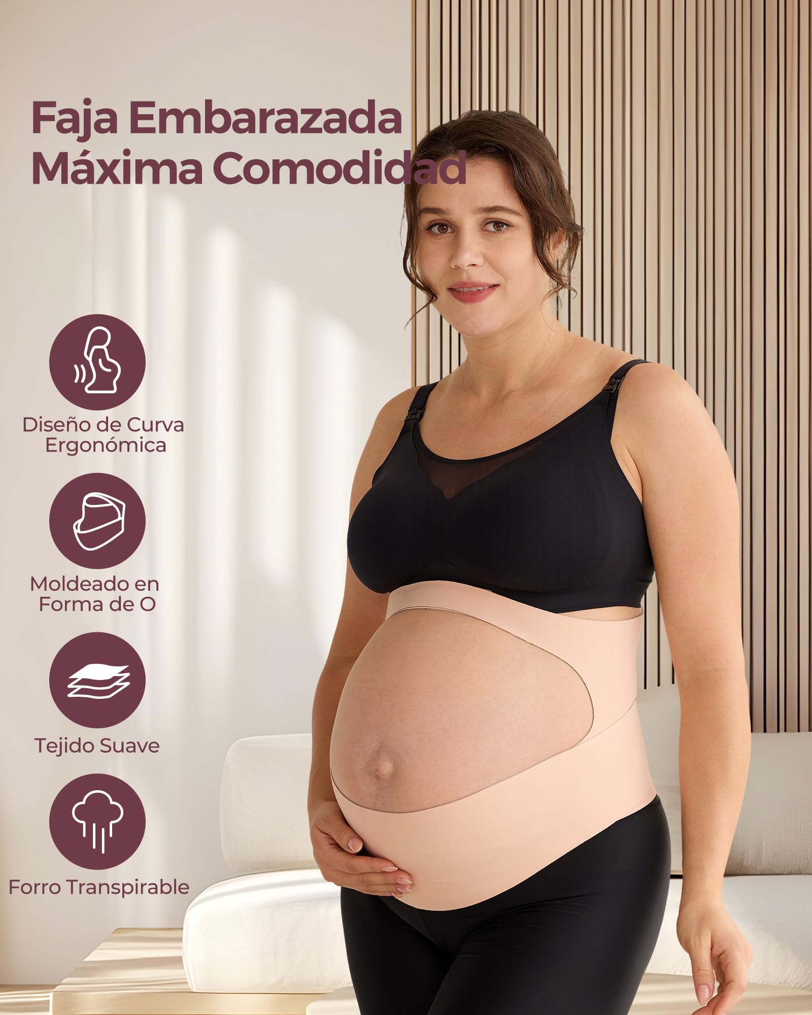 momcozy Faja Embarazada sin Costuras CozySupport, Faja Embarazadas Ergonómica de Tejido Transpirable, Cinturón Embarazo con Soporte para Abdomen, Espalda y Cintura