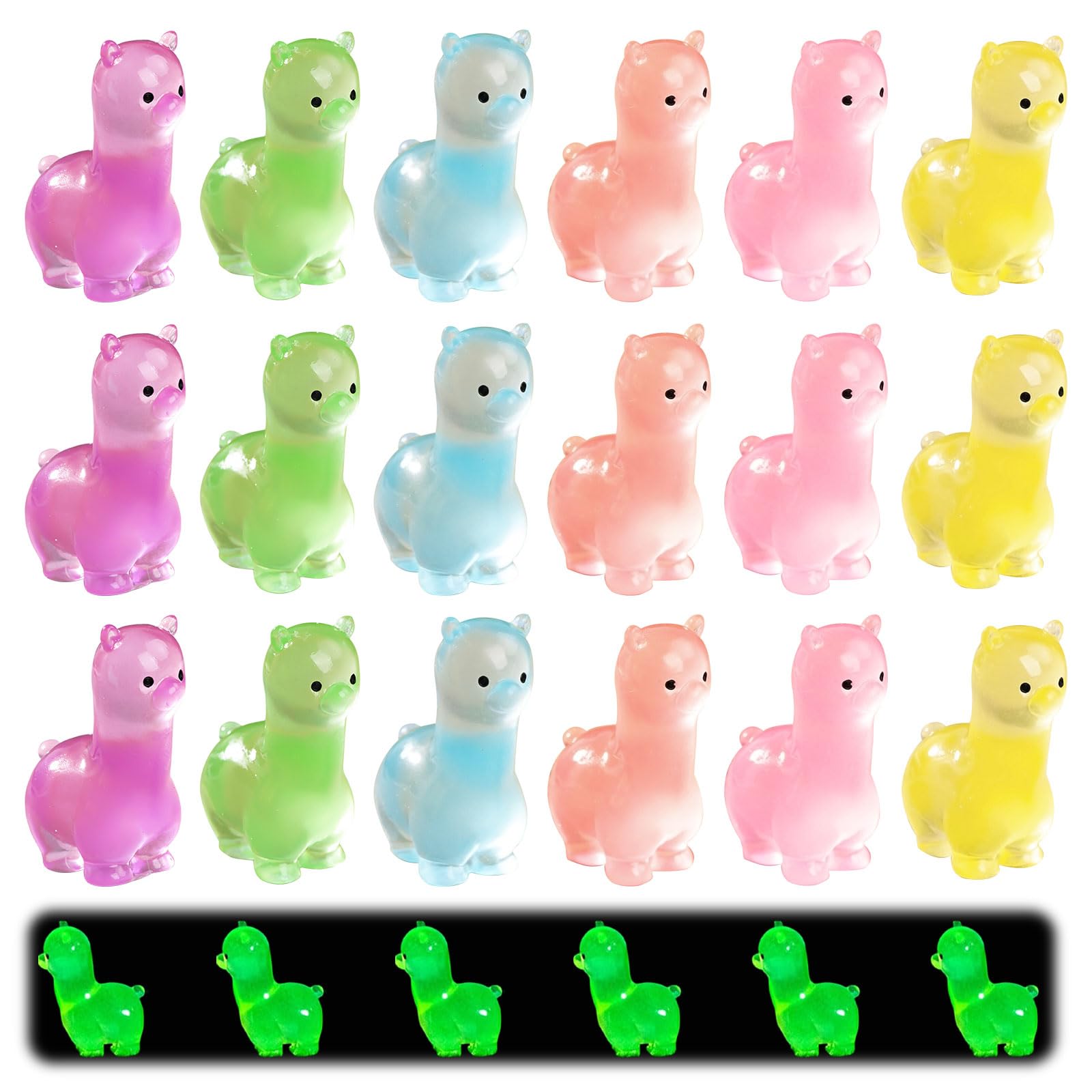 Mini świecąca żywica alpaka świecąca w ciemności figurki mini świecąca żywica zwierzęta świecące małe alpaki figurka świecąca mała żywica alpaki do miniaturowego krajobrazu bajkowego domu dla