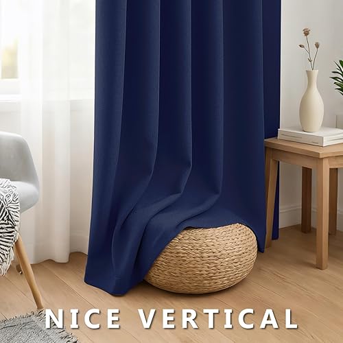 Miniatura 7 de Cortinas opacas de lino azul 100% para dormitorio, cortinas opacas de 84 pulgadas de largo, juego de 2 paneles de cortinas para sala de estar,