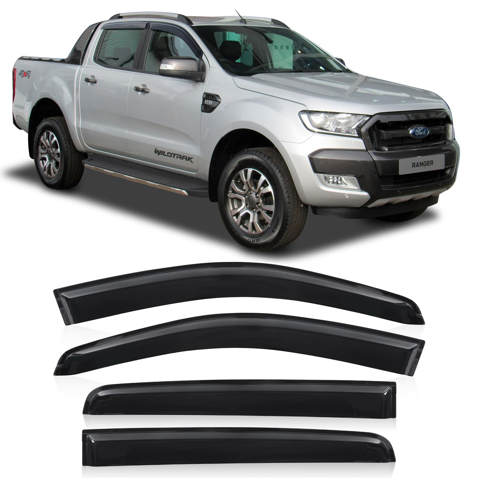 Déflecteurs d'air pour Ford Ranger Wildtrak T7 T8 2015-2022 Raptor XL XLT Tremor Limited Double Cabine (Déflecteurs d'air)