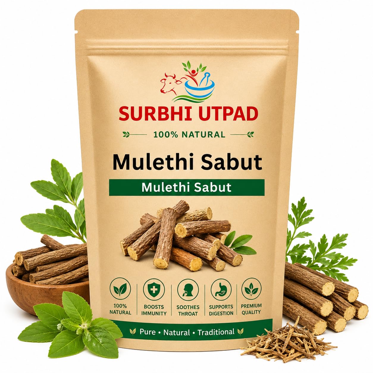 SURBHI UTPAD Whole Mulethi Stick (Licorice) Root 100G – 100% Pure Glycyrrhiza glabra | Sun‑Dried, Additive‑Free | Aromatic, Soothing & Multi‑Use-picture-42