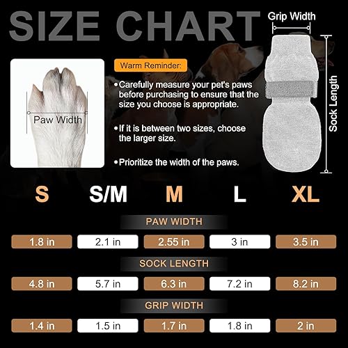 Miniatura 2 de BEAUTYZOO Calcetines antideslizantes para perros para evitar lamer patas, zapatos de perro para pavimento caliente, protector de agarre de pata de