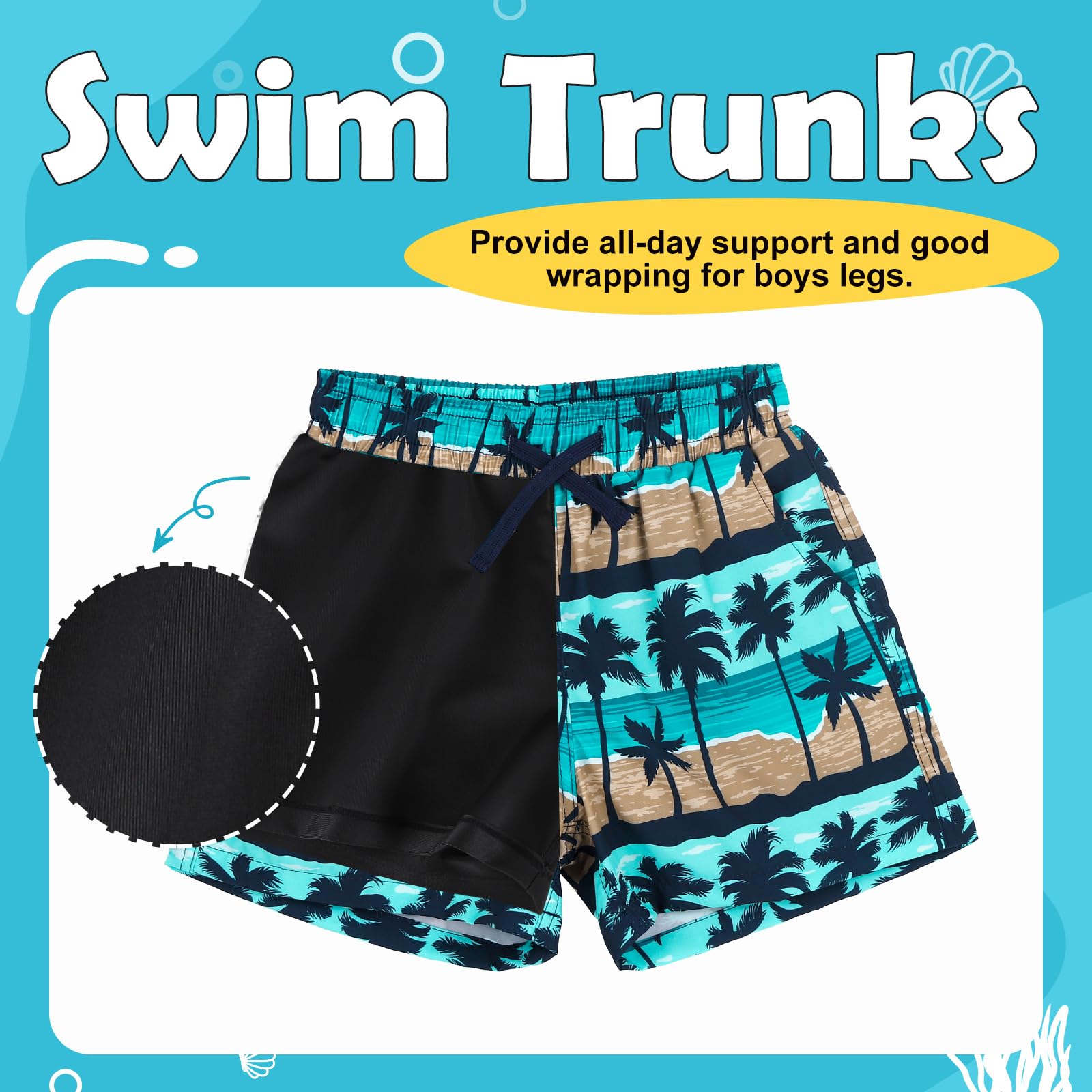 LACOFIA 2 Piezas Bañador Niños 2 en 1 Pantalones Cortos Playa/Piscina con Forro de Compresión Ropa de Baño para Niño Short de Natación con Cintura Elástica para 2 a 14 años