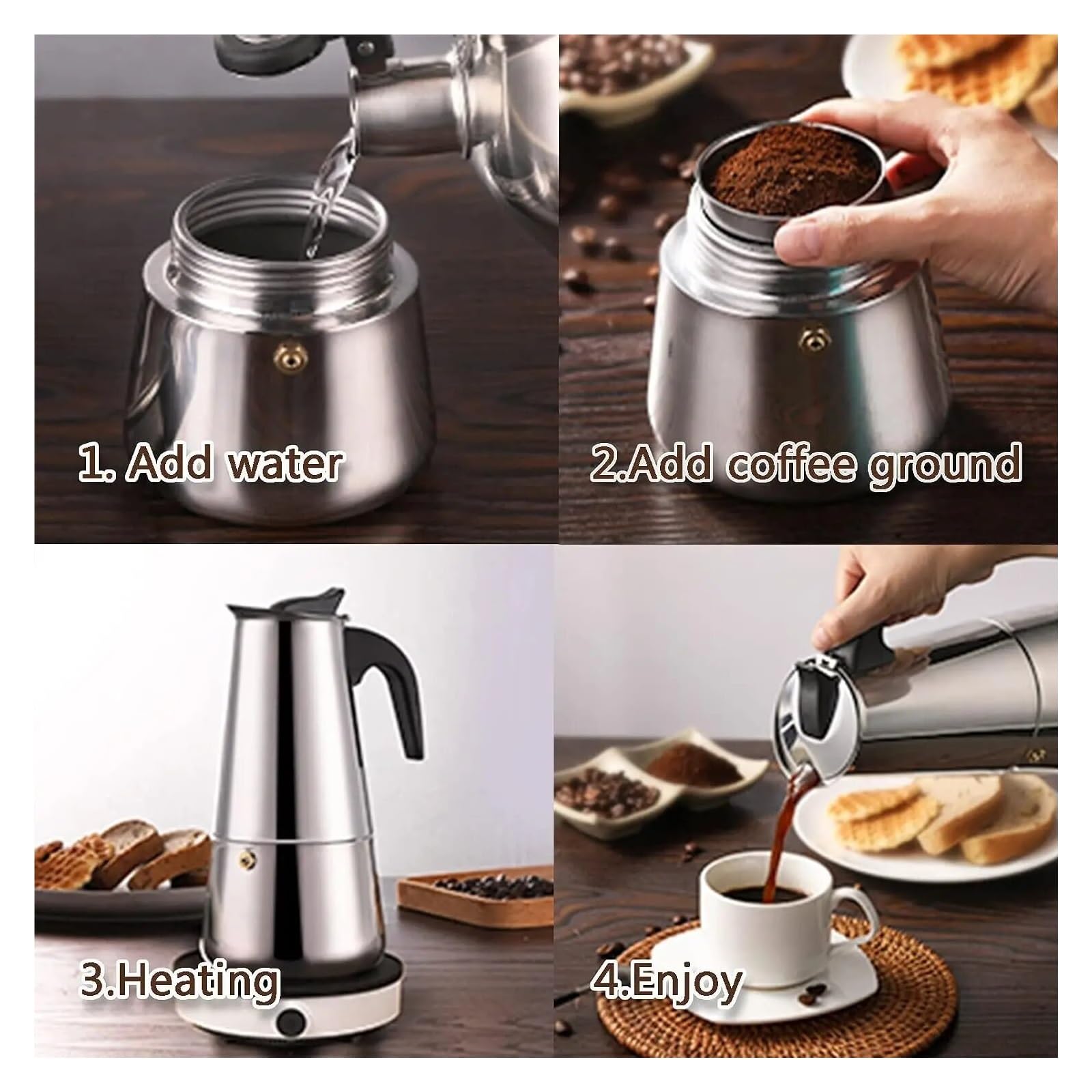 Generico Caffettiera Moka da 4/6/9 tazze Macchina for caffè Latte(9 CUP)