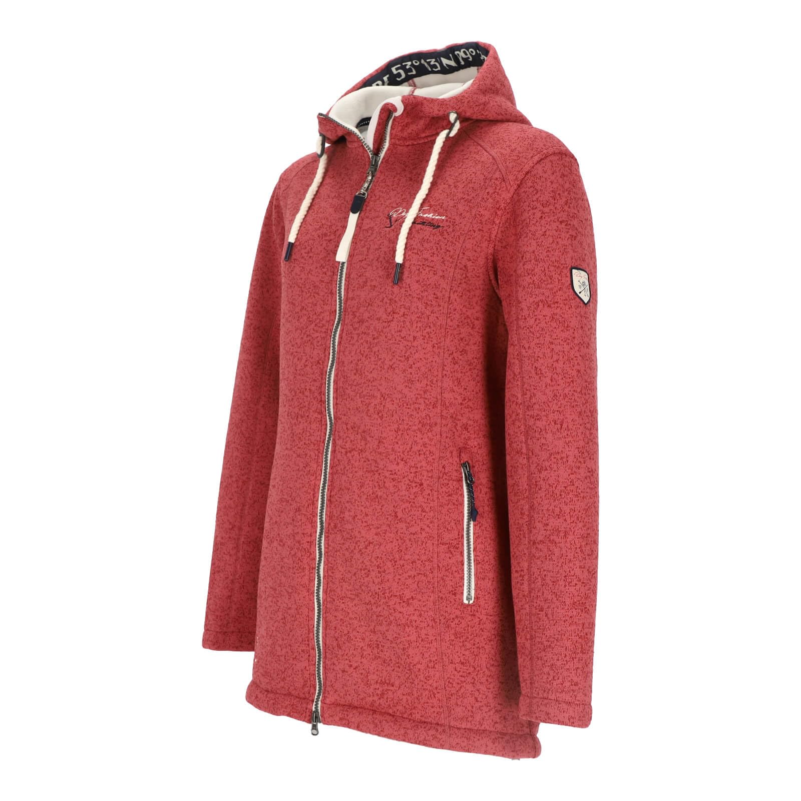 Dry Fashion Damen Wollfleece-Mantel Amsterdam mit taillierten Schnitt - Fleecemantel mit verstellbarer Kapuze