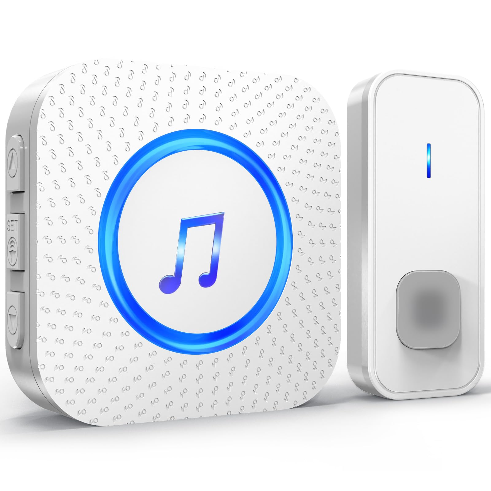 SURFOU Wireless Doorbell with 1 Button 1 Receiver,Door Bell,1300FT/400M Ultra-Long Range,55 Chimes 5 Volume,IP55 Waterproof,110 db Extra Loud with Flashing Light,For Home/Classroom/Office/Warehouse