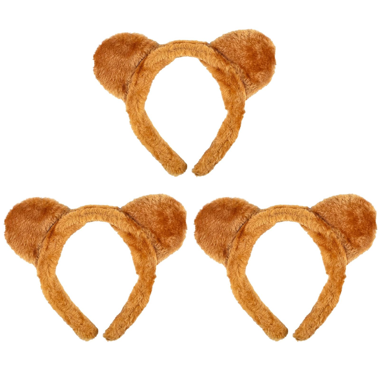 NAUZE 3Pcs Bear Ears Headband Cute Plush Teddy Bear Hair Hoop Soft Animal Ear Headwear for Halloween Cosplay Party Makeup Daily Decoration