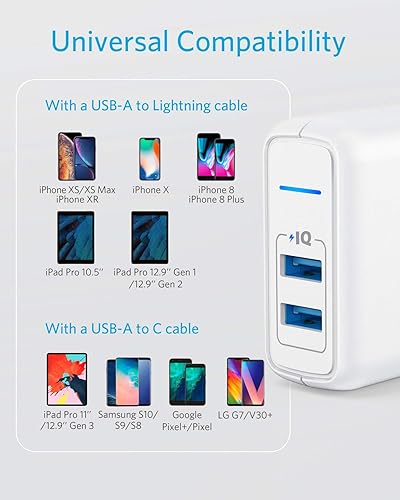 Miniatura 4 de Cargador de pared de viaje de dos puertos 24W USB Anker Elite 2 puertos de conexión con PowerIQ y enchufe plegable para iPhone 77 Plus6s6s Plus iPad
