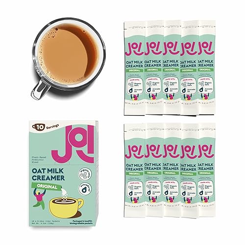 Miniatura 9 de JOI - Crema para café con leche de avena, caja de 10 unidades endulzada por JOI  Superalimento, vegano, sin lácteos, a base de plantas, Kosher,