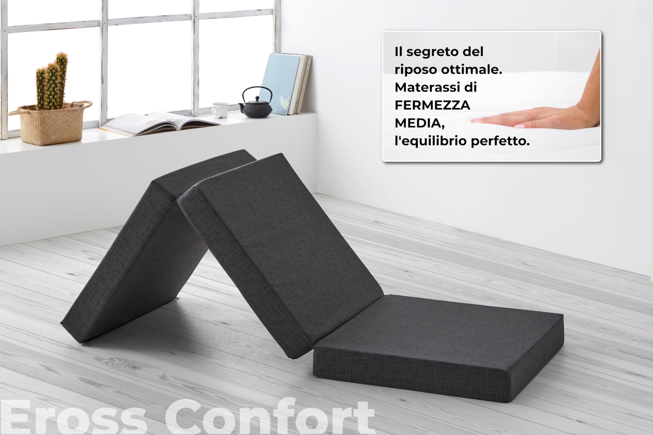 Materasso Pieghevole per Camper, Memory Foam HD. Materasso Ospite Pieghevole Molto Versatile Traspirante Fodera Lavabile Altezza 7 e 10 cm Vari Colori