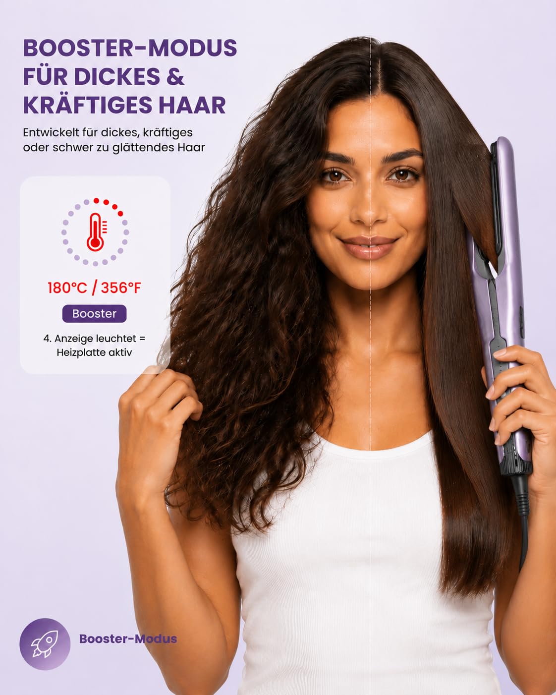 HITTIONA Air Haarglätter Föhn 3 in 1, Nass-zu-Trocken Glätteisen | mit Föhndüse & Volumenbürste, schnelles Trocknen, Glätten & Volumenstyling, 4 Temperaturmodi, Booster-Modus für Dickes Haar