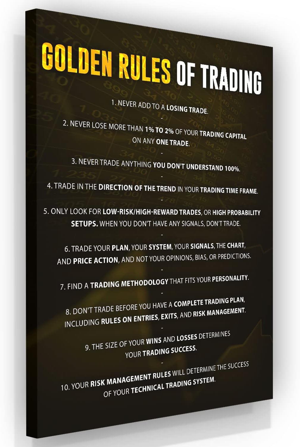 Golden Rules of Trading Poster Crypto Trading Millionaire Wall Decor