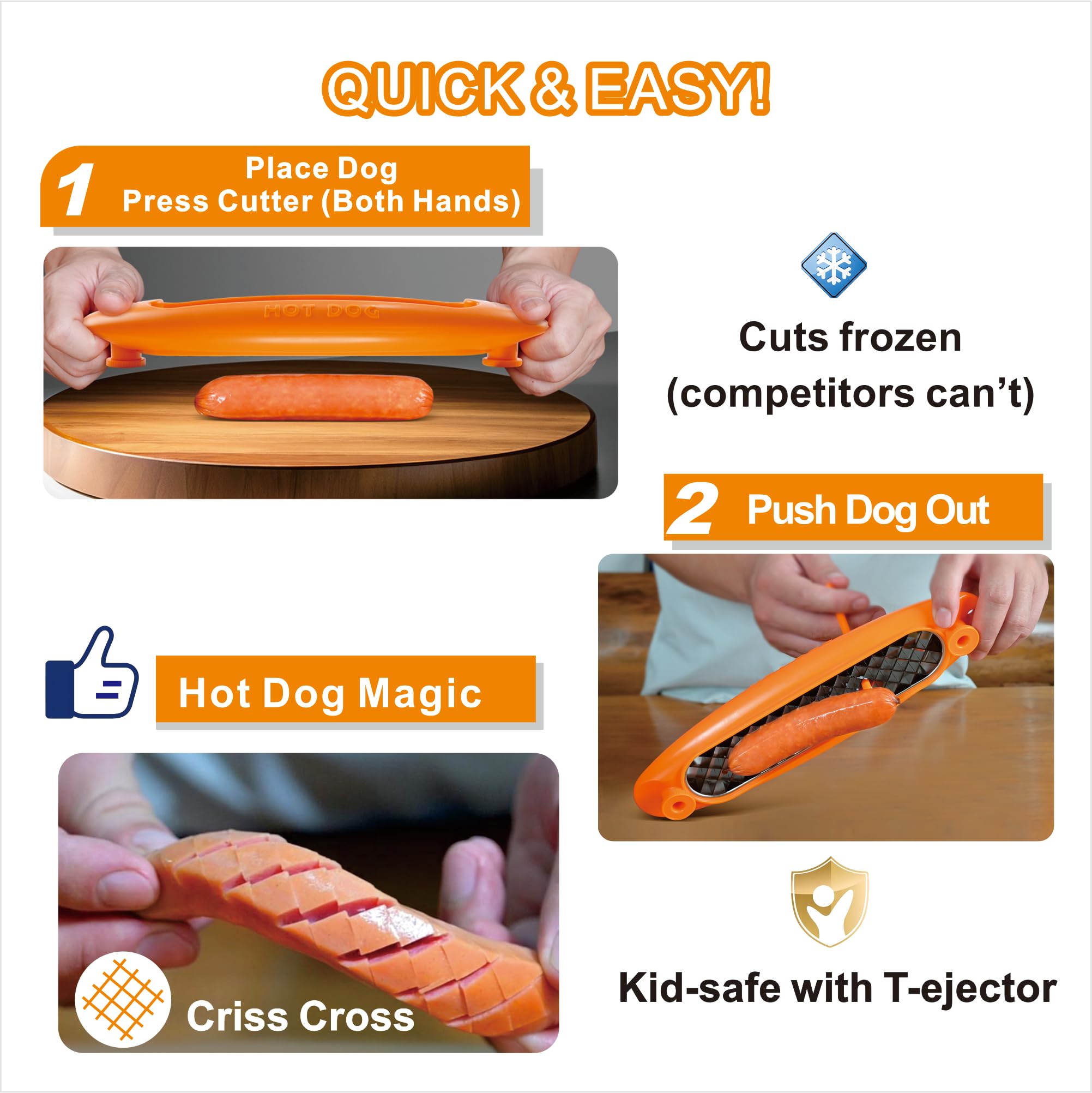 Cortador de perritos calientes con forma de rejilla cruzada, cortador portátil multifuncional para perros calientes, herramienta de parrilla de perros calientes para cocina, patio trasero, al aire