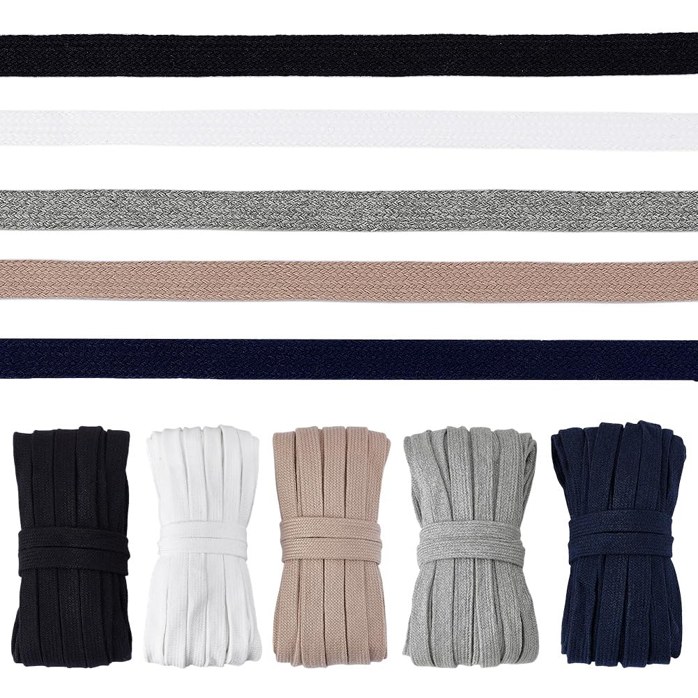 Cordon de serrage plat coton creux 10 mm de 50 m pour sweat à capuche et pantalon