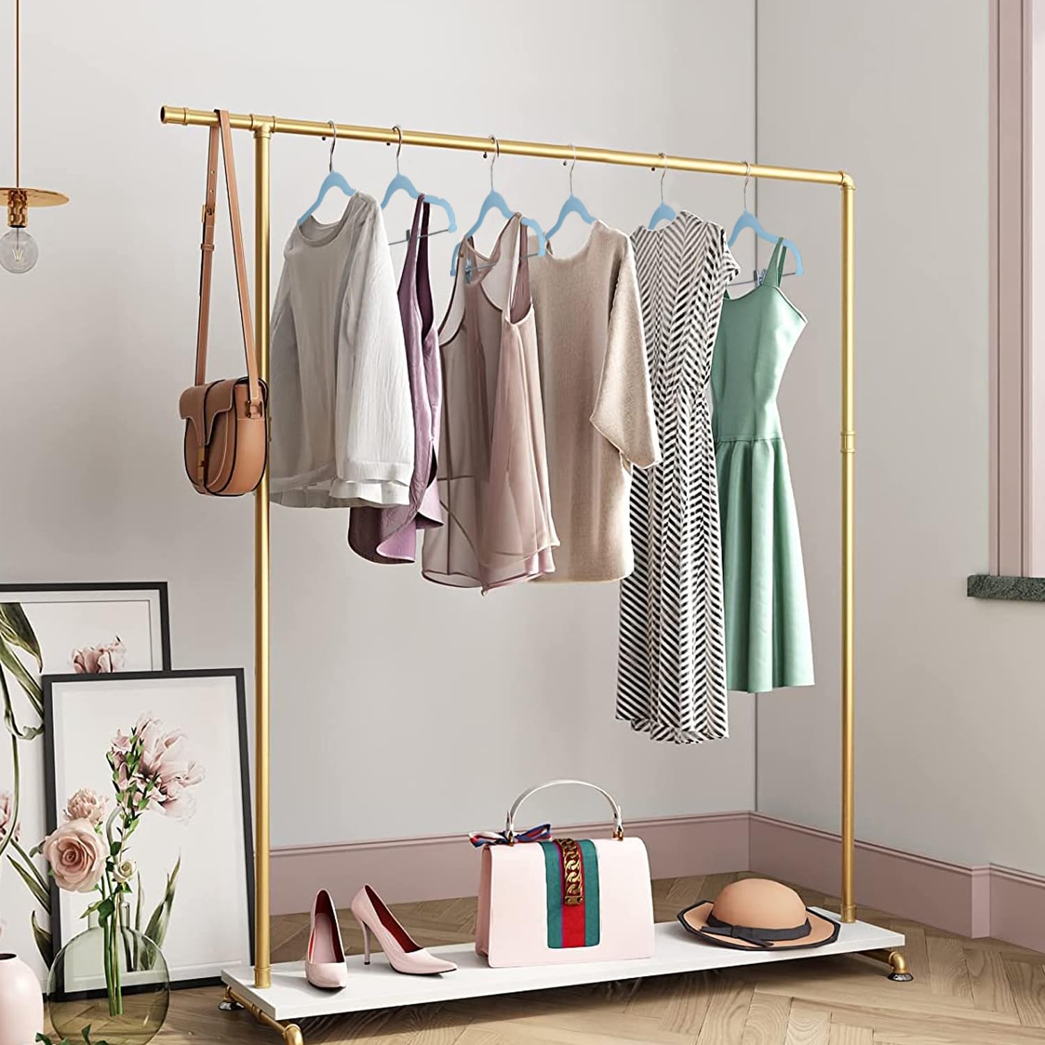 18 Packungen Hosenbügel, 42 cm, Samt-Kleiderbügel mit Clips, robuste Kleiderbügel, rutschfeste Kleiderbügel für Hemden, Hosen, Röcke, Kleider, Jacken, Mäntel – Blau