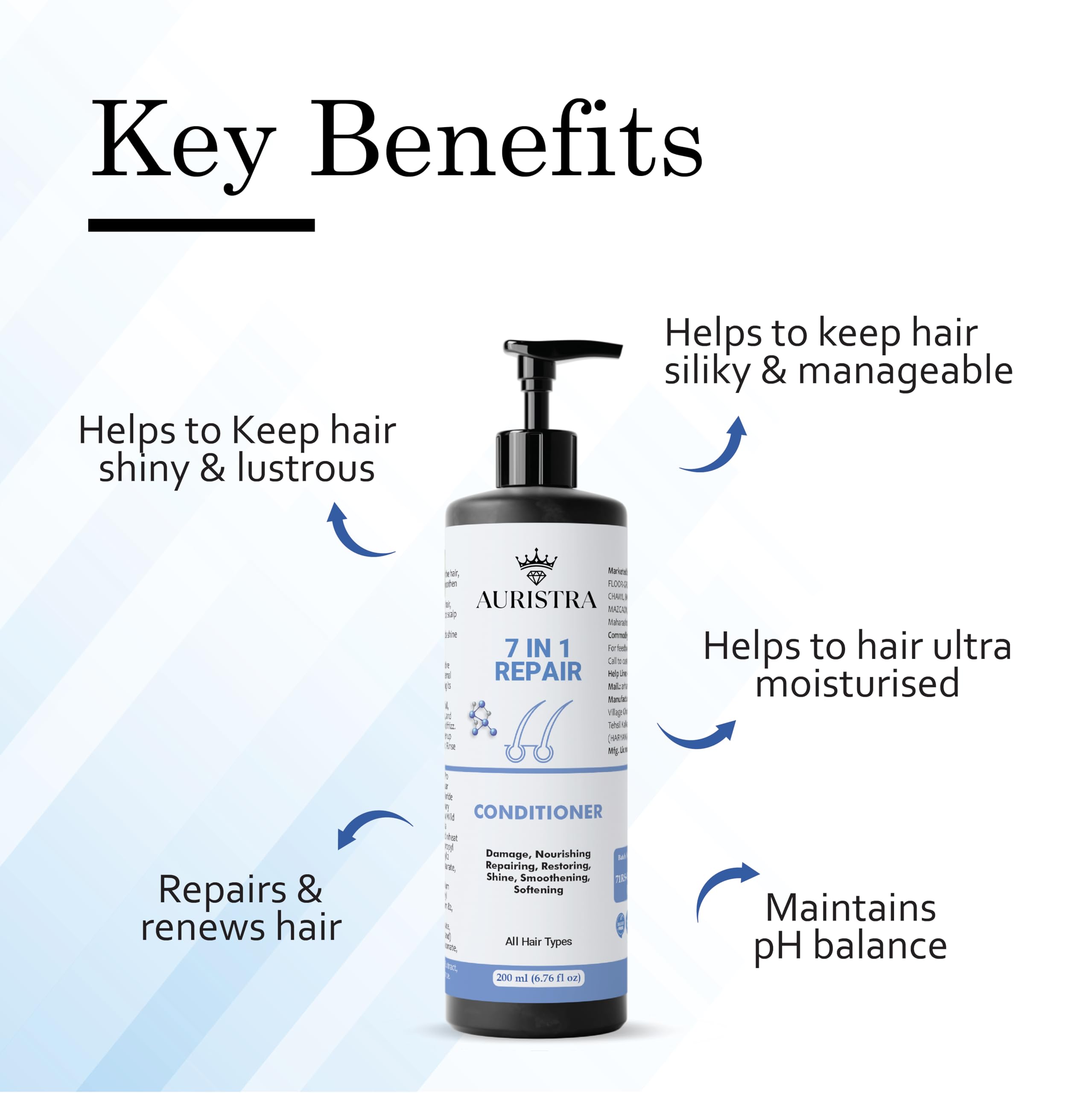 Auristra Conditioner, Anti Hair Fall, Frizz-Free, Boosts Hair Growth, All Hair Types, 200 ml (7 in 1 Repair Conditioner) 1
