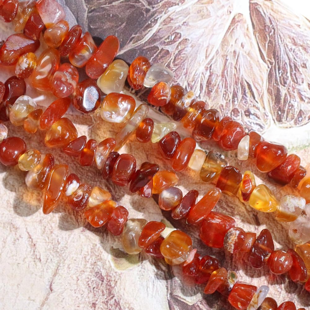 260pcs Natural Red Agate Crystal Beads Chips 5mm to 8mm Irregular Gemstone Beads with Holes DIY for Bracelet Necklace Earrings Jewellery Making Craft 32 inch - Image 2