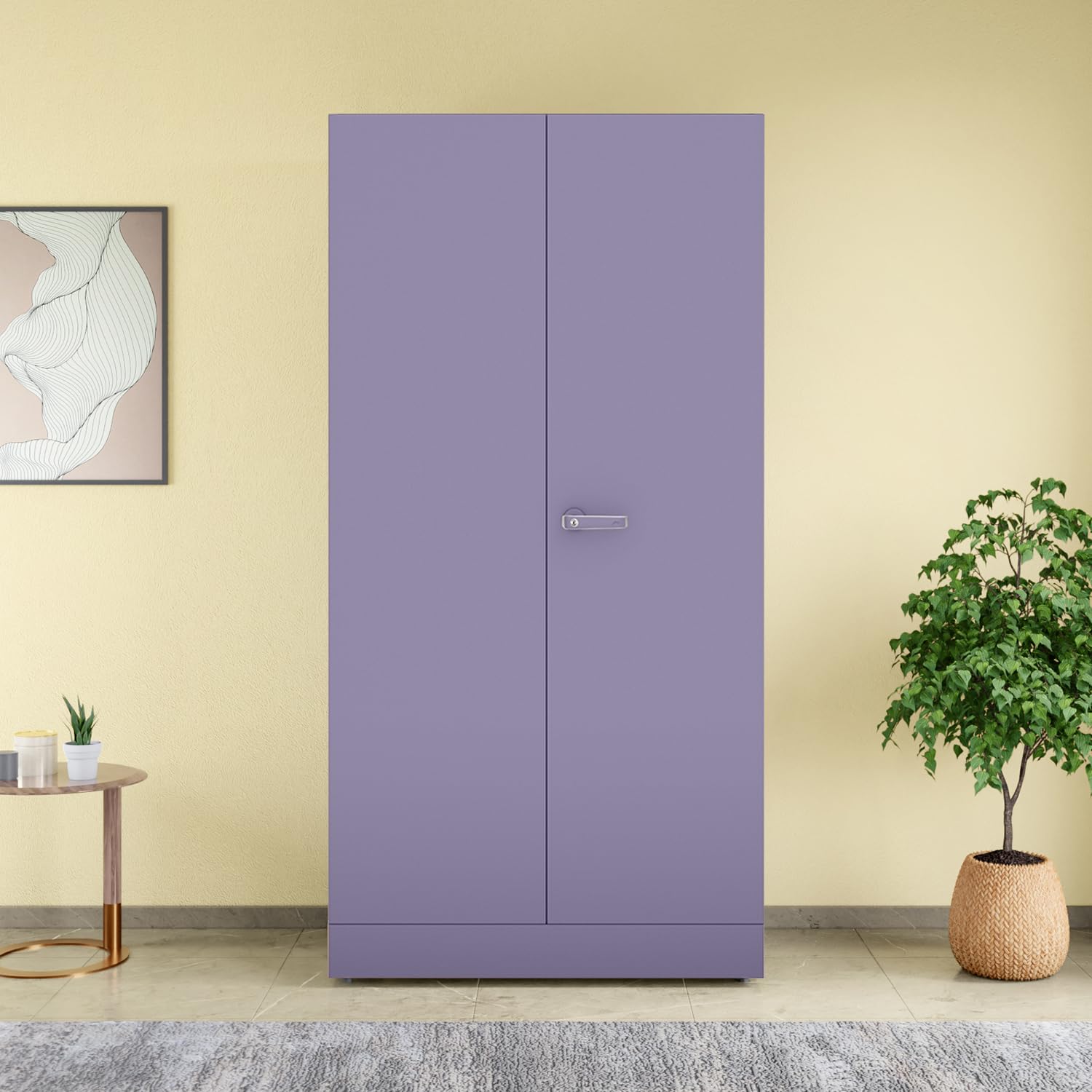 Interio by Godrej Auraline® Men Premium 2-Door Steel Almirah (Lavender Gray), 1-Year Warranty, 2 Drawers-image-8