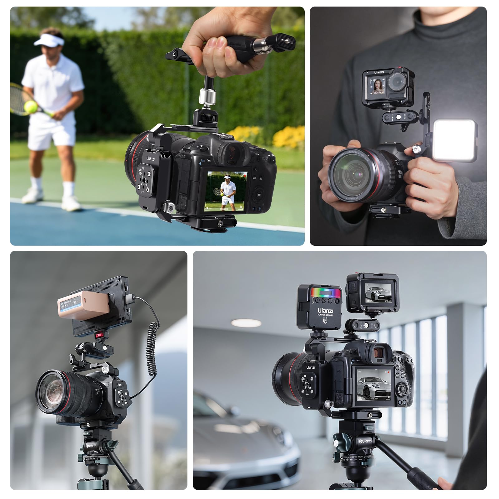 ULANZI XJ01 Universeller Faltbarer Kamerakäfig, portabler Top-Handle & Videokameragriff, Uka-Schnellwechsel mit 1/4" & Kaltgeräteschuhen, NATO-Schienen & ARRI, kompatibel mit DSLR und Camcordern
