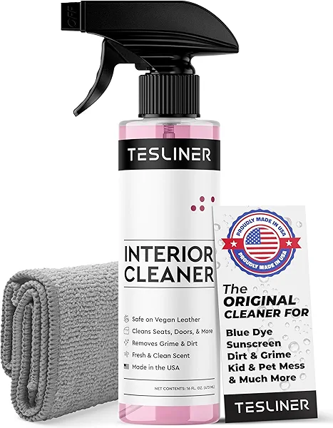 Tesla Seat Cleaner & Stain Remover - Interior Cleaner, Safe on Black & White Vegan Leather, Interior Cleaning Products for Seats, Dash, Console | Tesla Model 3 Y S X Juniper Accessories 2025 & 2026