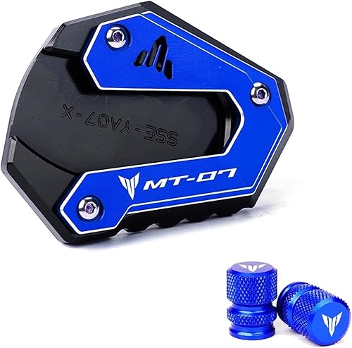 Miniatura 5 de JADESA CNC aluminio Kickstand Side Stand Enlarger Pad Tire Valve Caps for Yamaha MT07 MT 07 MT-07 FZ07 2014-2023 2022 2021 (Color  Red Combo)