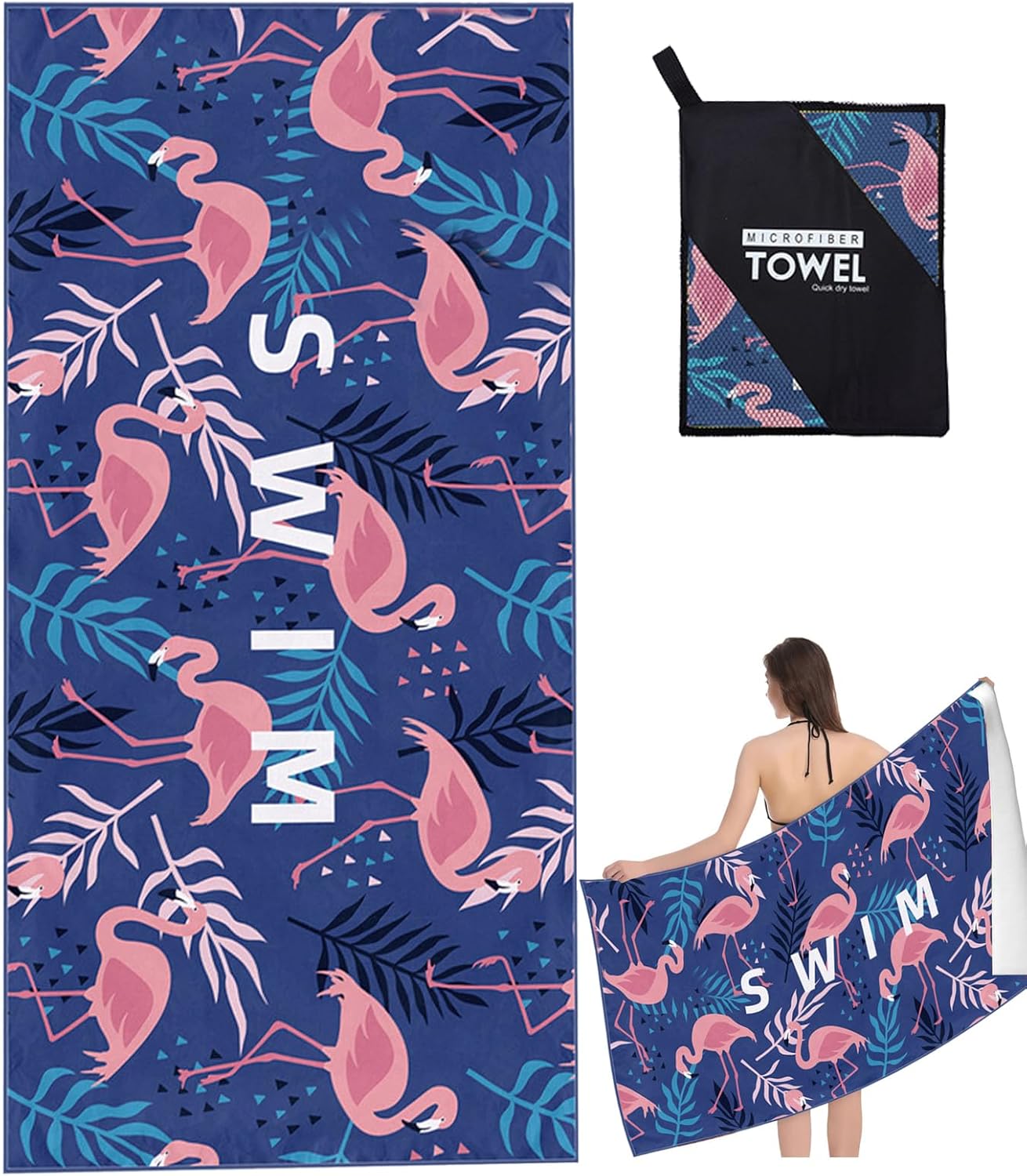 Xndryan Microfibre Beach Towel for Adults, 200x90cm Extra Large