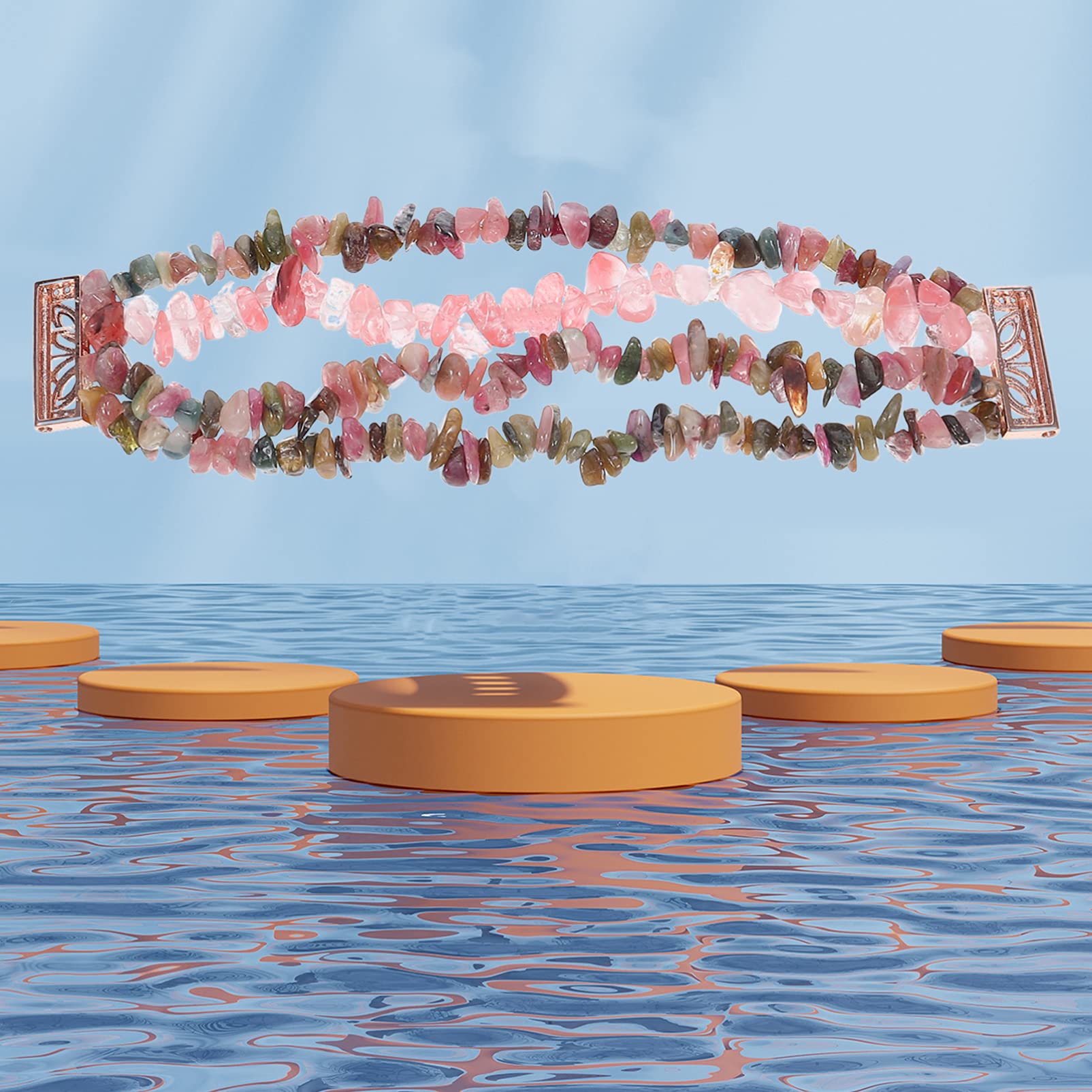 Agate Band Compatible for Fitbit Chakra Crystal Boho Beaded Replacement Lucky Gemstone