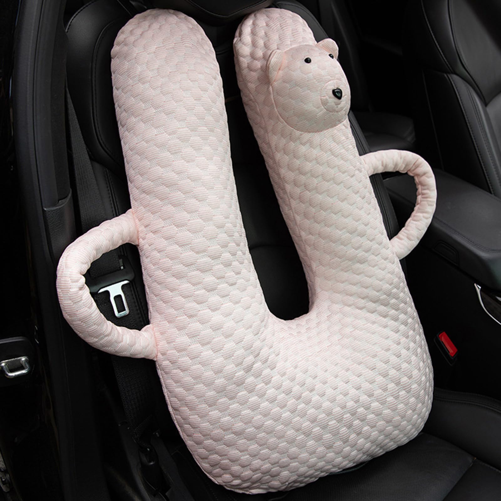Cuscino Comfort da viaggio per veicoli, cuscino per collo e corpo in tessuto morbido, supporto a forma U, maniglie laterali, cuscino per dormire rilassante nel fine settimana Cuscino lato sedile
