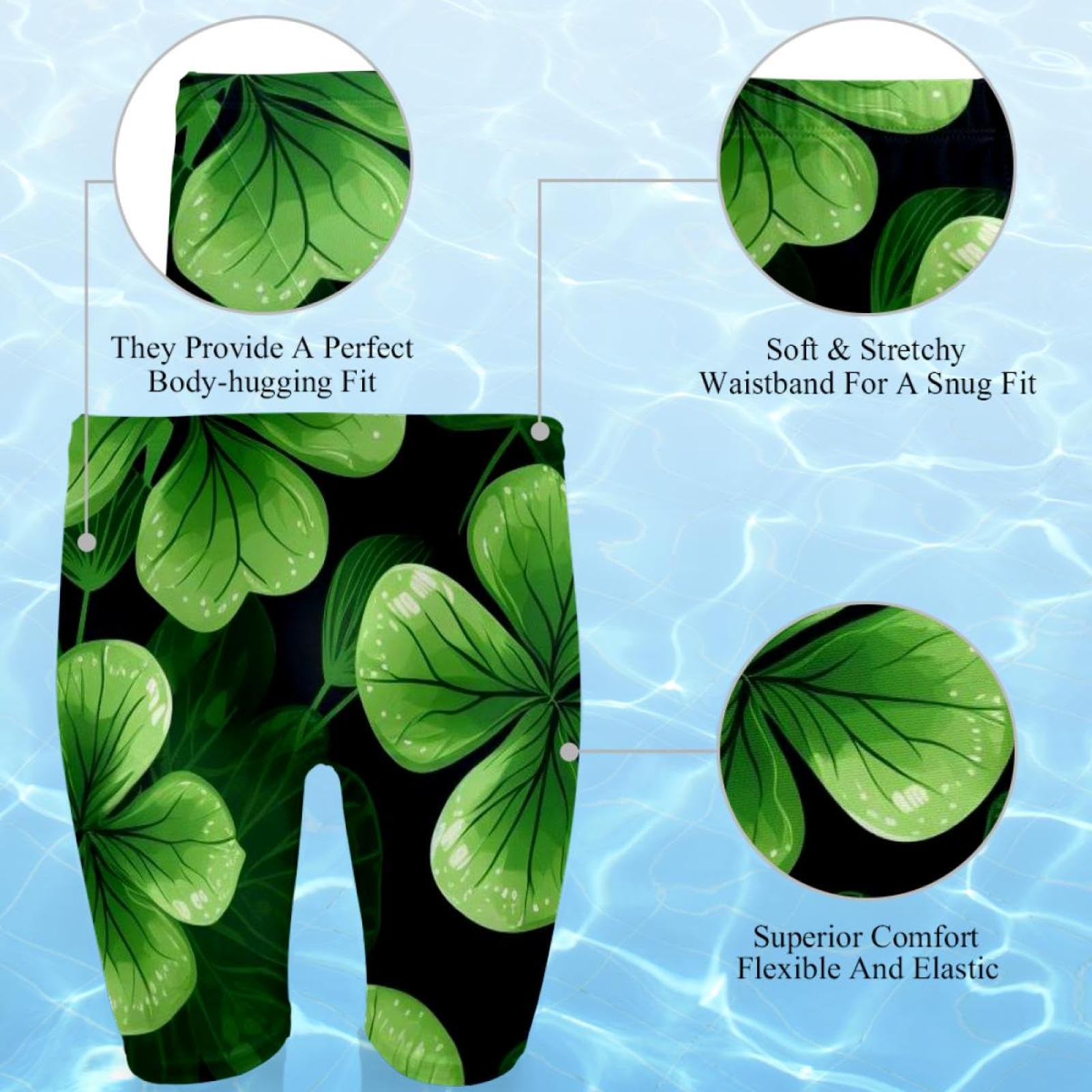 St Patrick's Day Swimsuit for Men & Boys,Competition Lap Swim Suit, Square Leg Endurance Training Multicoloured