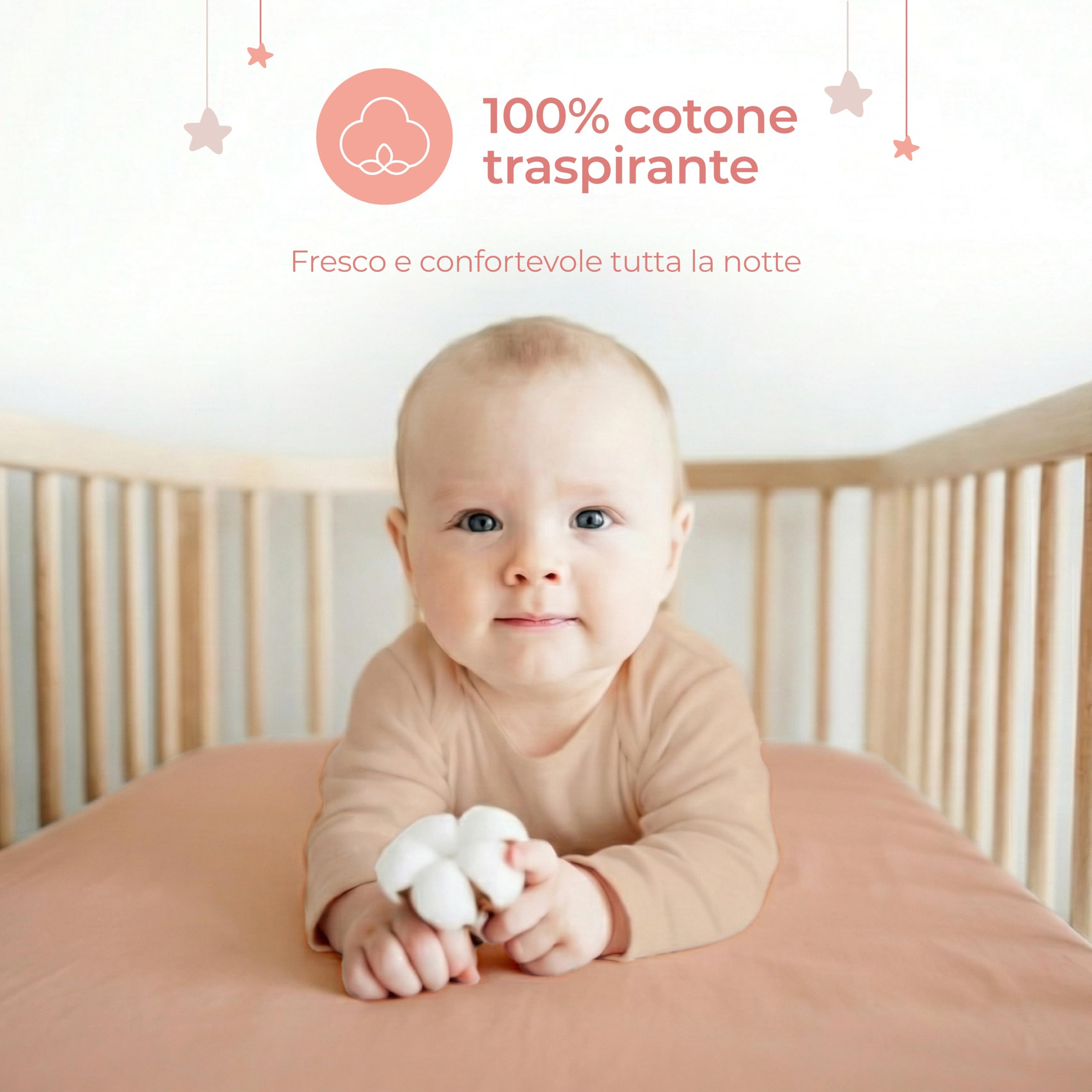 Dreamzie Set 2 Lenzuola Lettino Neonato 60x120 Cotone - Lenzuolo Con Angoli, Oeko-Tex Certificato - Lenzuola Culla Lettino 60x120 - Rosa/Bianco