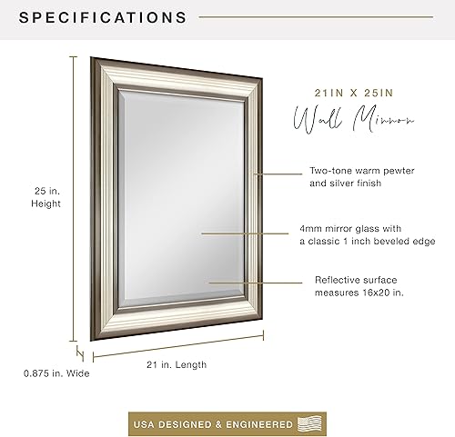 Miniatura 10 de MCS Ezra - Espejo de pared, grano de madera gris, 28.66 x 34.66 pulgadas