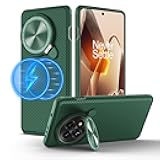 Magnetic for OnePlus 13 Case, Compatible with MagSafe, Thin Slim Fit Case with Upgrade Camera Cover and Kickstand, Camshield Prop Case for OnePlus 13, Green