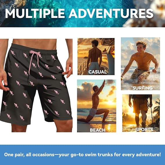 Boys Swim Trunks Quick Dry Chlorine Resistant Kids Swim Shorts with Mesh Lining