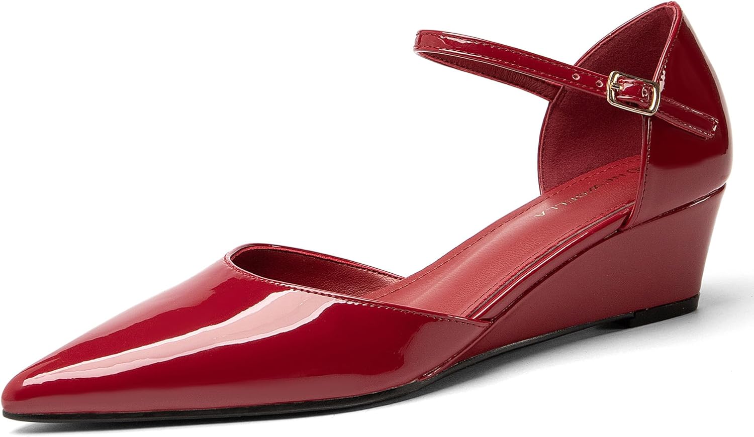 NEWBELLA Women's Wedge Heels - Minimalist Faux Leather Pumps with Back Straps, Comfortable Dress Shoes for Work & Everyday Wear