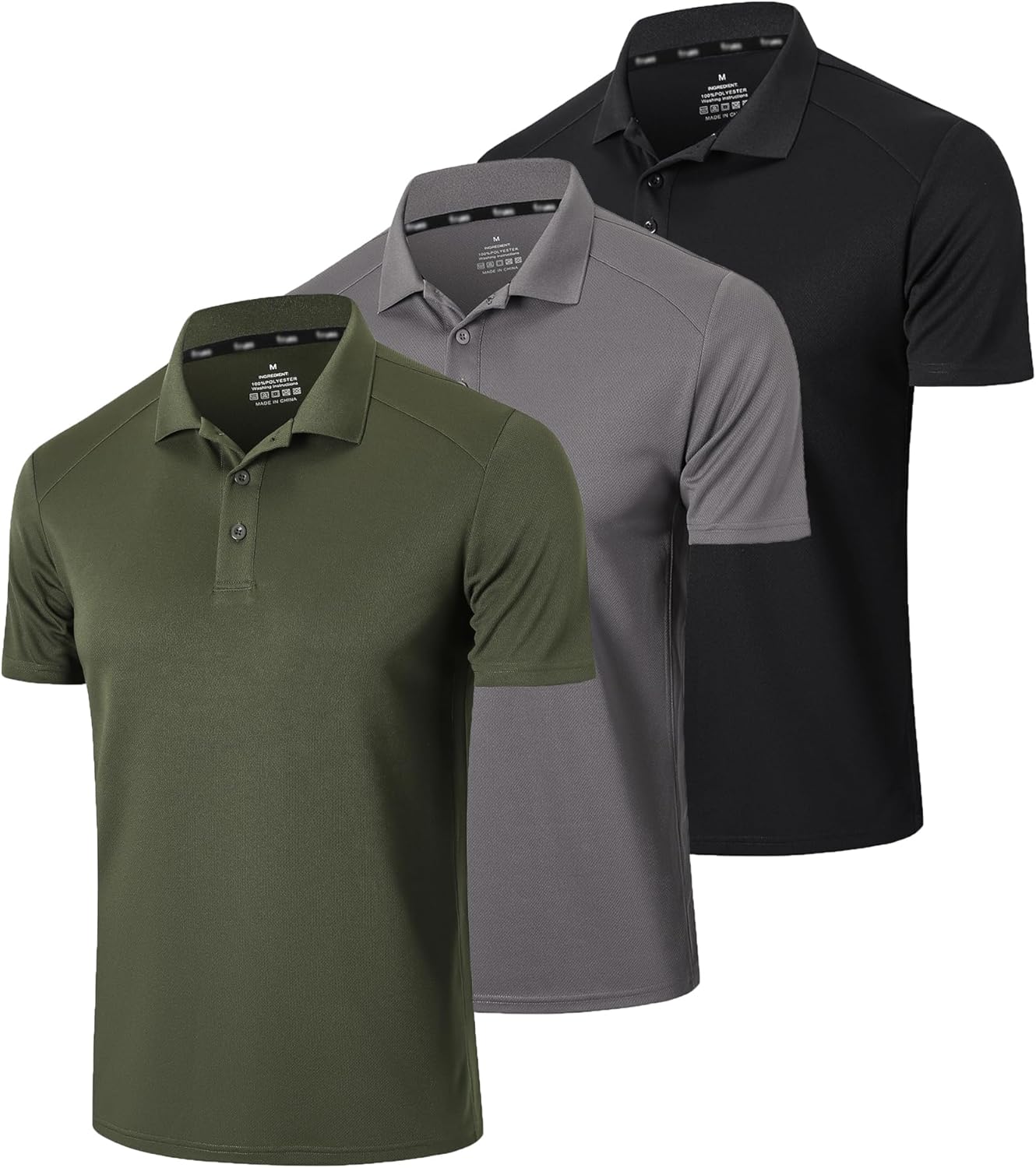 Men’s 1/3 Pack Polo Shirt Moisture Wicking Dry Fit Performance Athletic Short Sleeve Golf Shirt