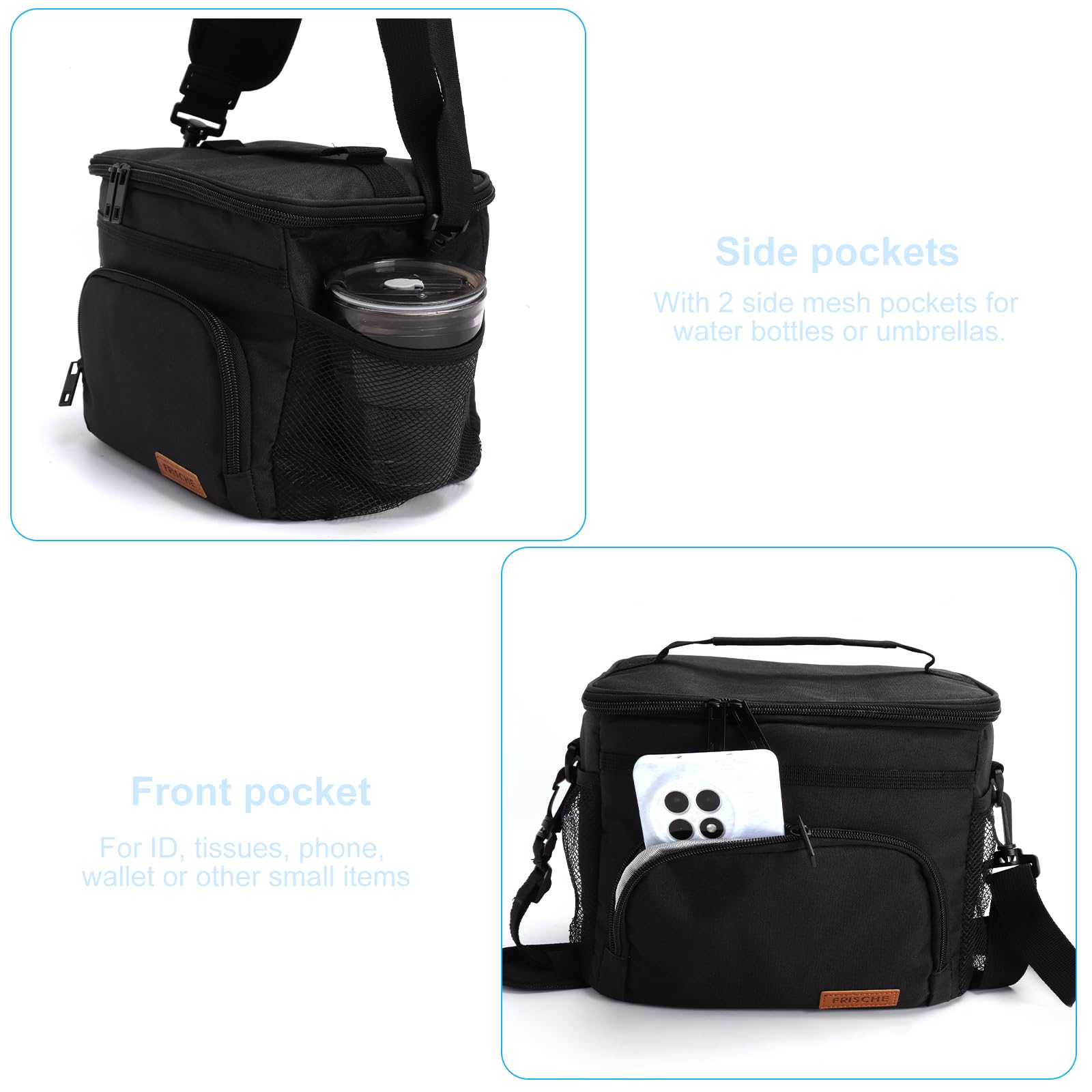 Iknoe Borsa Termica Pranzo Donna 9L – Impermeabile, Pieghevole, Con Tasche Interne, Isolata, Per Ufficio, Picnic, Spiaggia E Scuola - 3