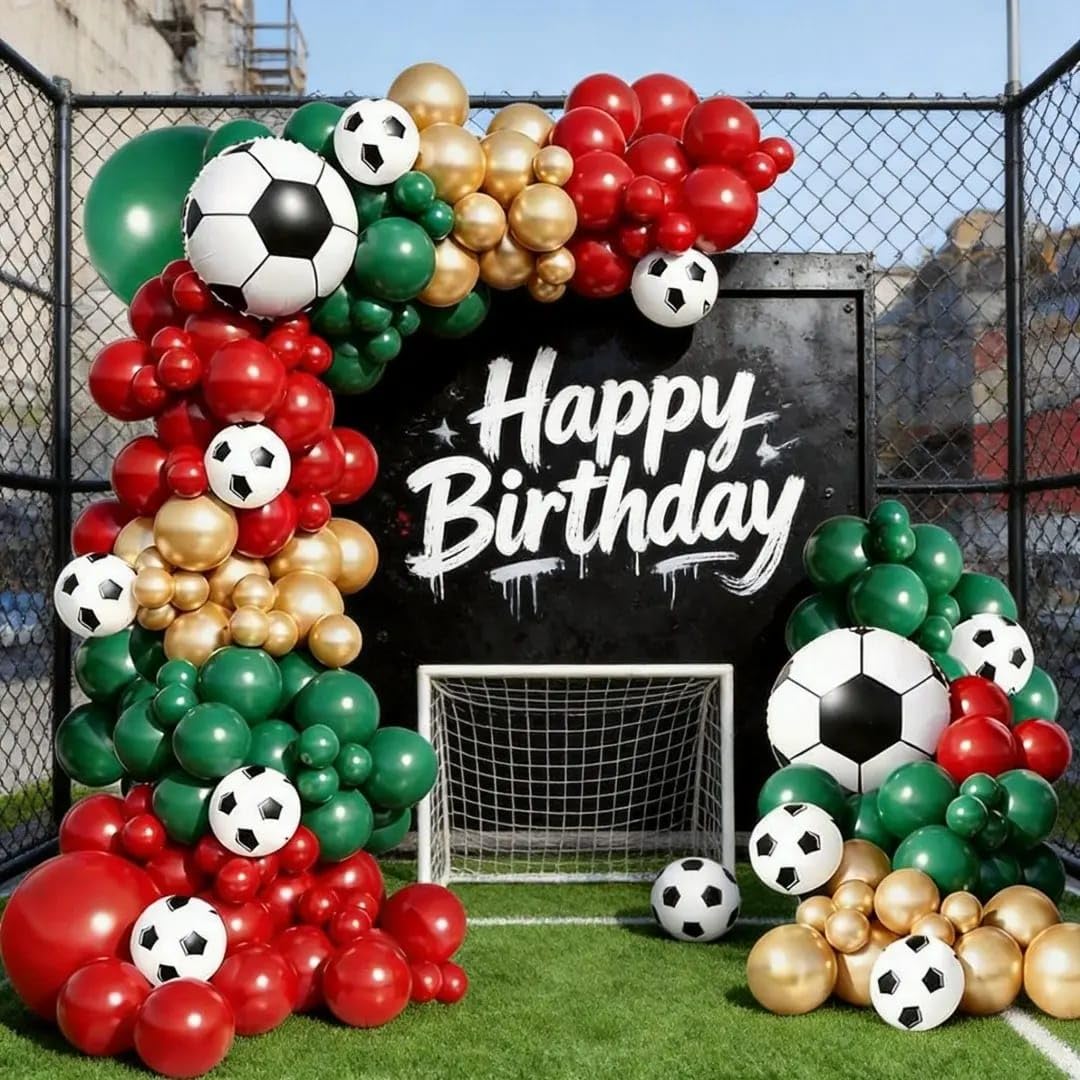 Soccer Party Decorations 75PCS Soccer Birthday Balloon Garland Arch kit with Large Happy Birthday Backdrop Banner for Soccer Birthday Party Decorations-image-10