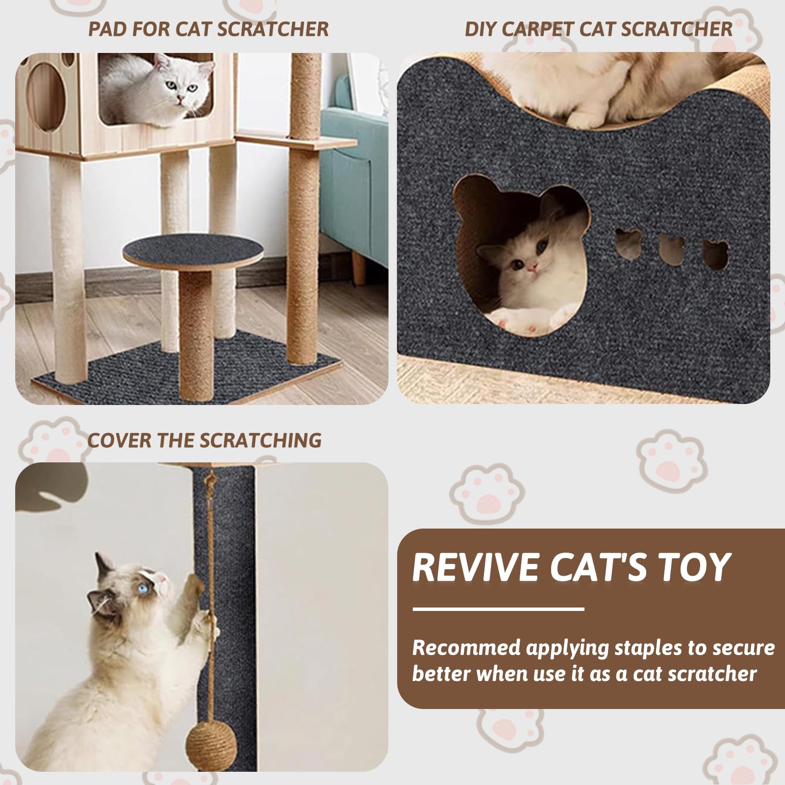 Tiragraffi Per Gatti Fai Da Te - Tappetino 100x30 Cm Autoadesivo Per Divani E Pareti - Foto 7