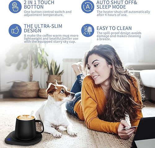 Miniatura 4 de Calentador de tazas de café con juego de tazas calentador eléctrico de tazas para hombre para escritorio y oficina, regalos para amantes del café