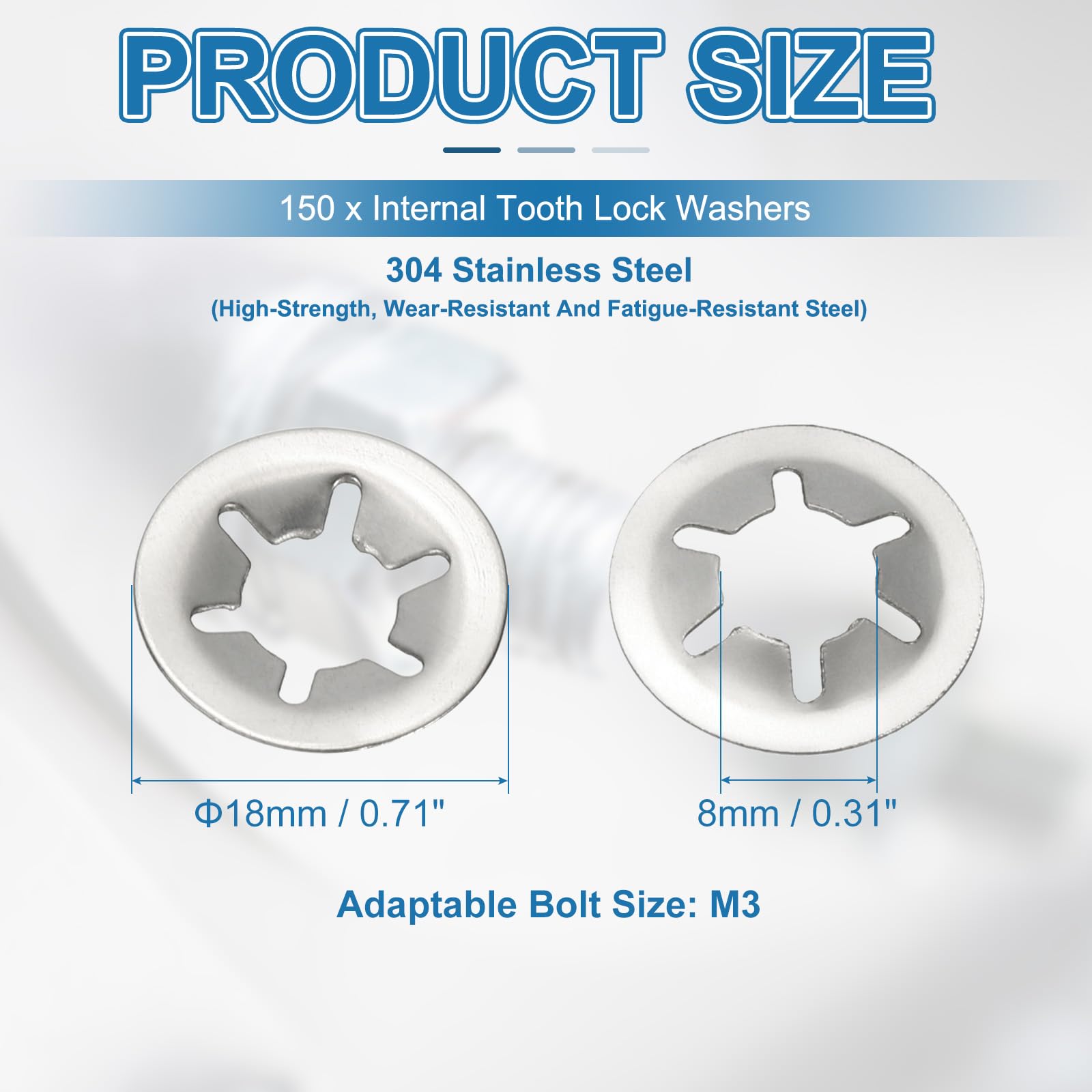 PATIKIL M8 Star Internal Tooth Lock Washers - Image 2