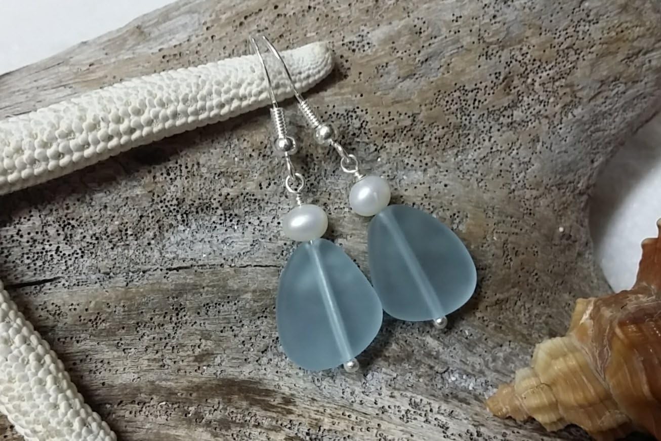 YInahawaii Handmade "Magical Color Changing" purple sea glass earrings, Natural pearl, February Birthstone, (Hawaii Gift Wrapped