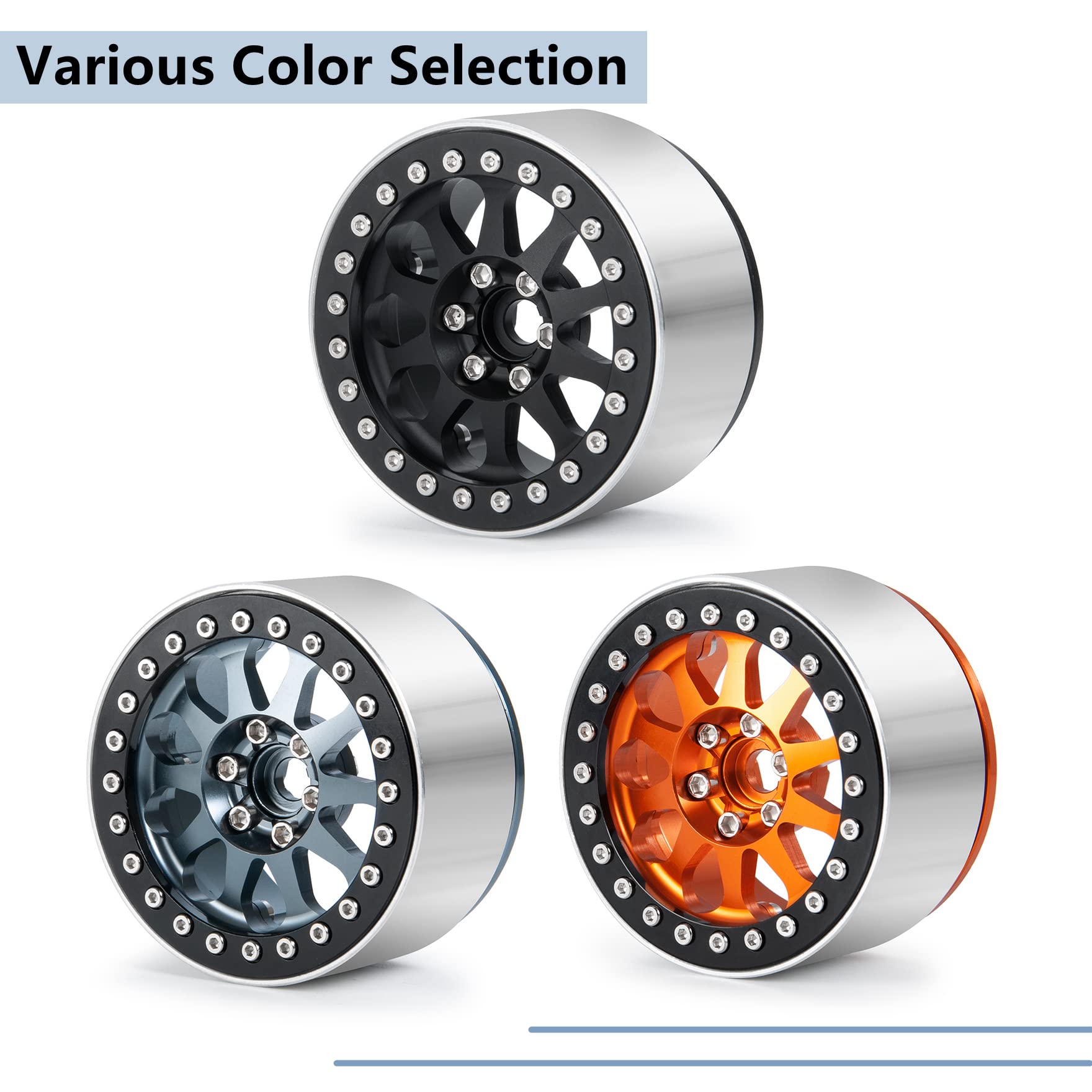 Maleonn 2.2" Beadlock Wheels Rims Set For 1/10 RC Crawlers - Aluminum Alloy Upgrades - View #5