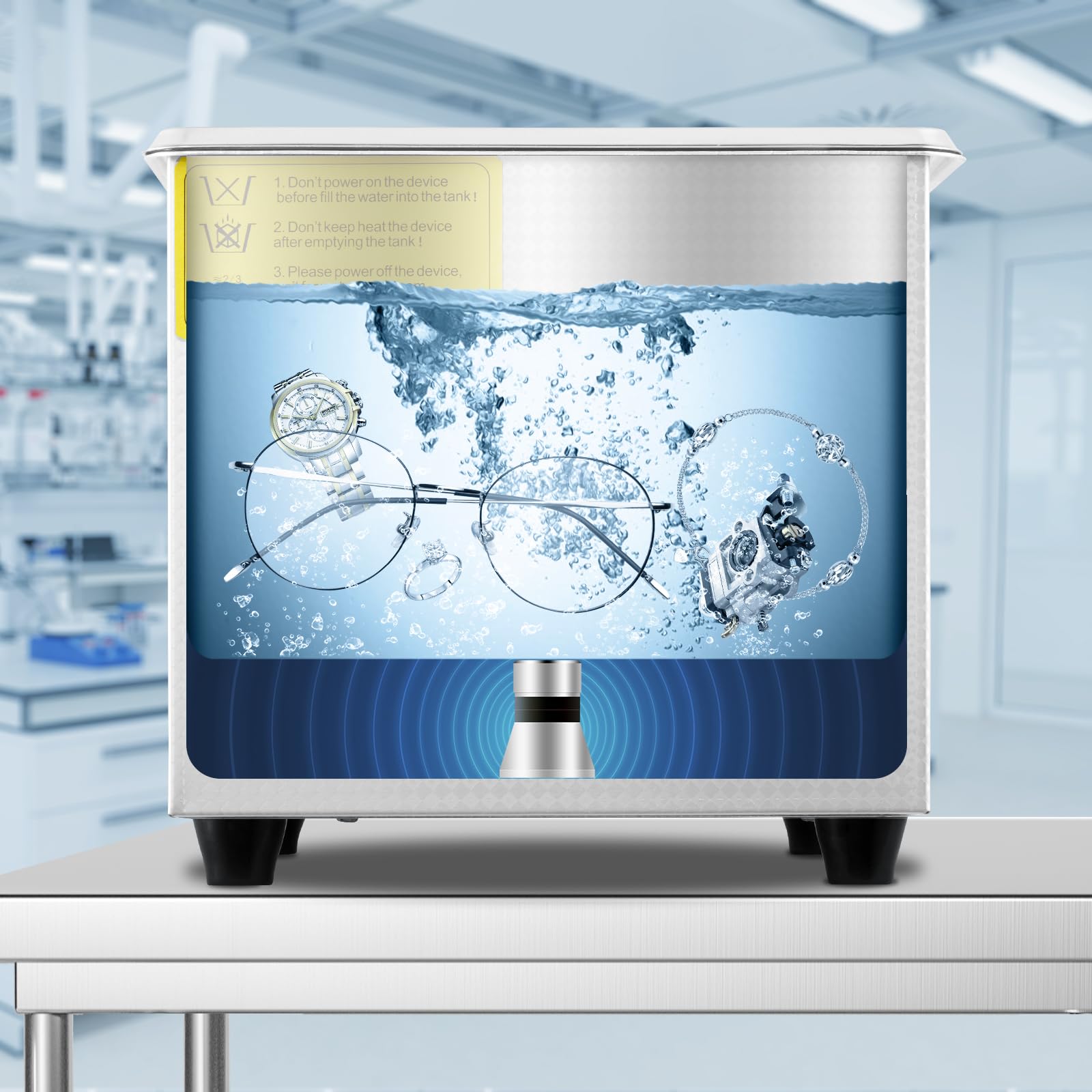 VEVOR Nettoyeur à Ultrasons 1,3 L Machine de nettoyage à ultrasons en acier inoxydable, minuterie de chauffage numérique, nettoyage de bijoux pour usage domestique personnel commercial